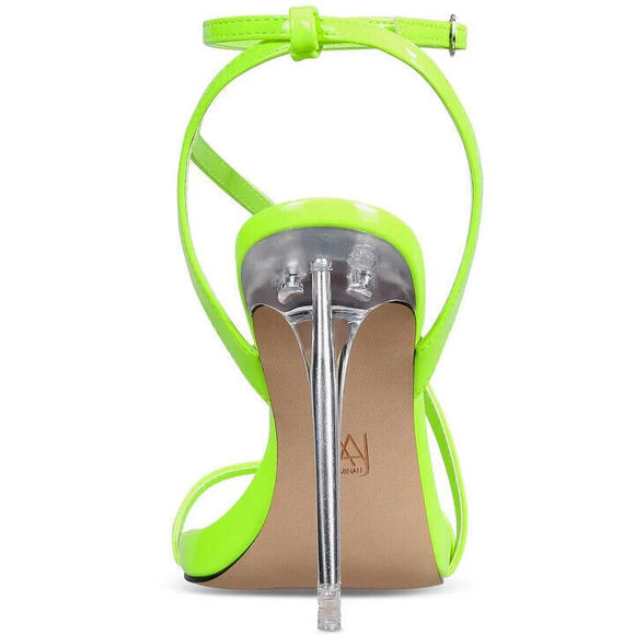 Aaj By Aminah Women's Green Asymmetrical Ankle Strap Zayn Size 6.5 - Picture 3 of 4